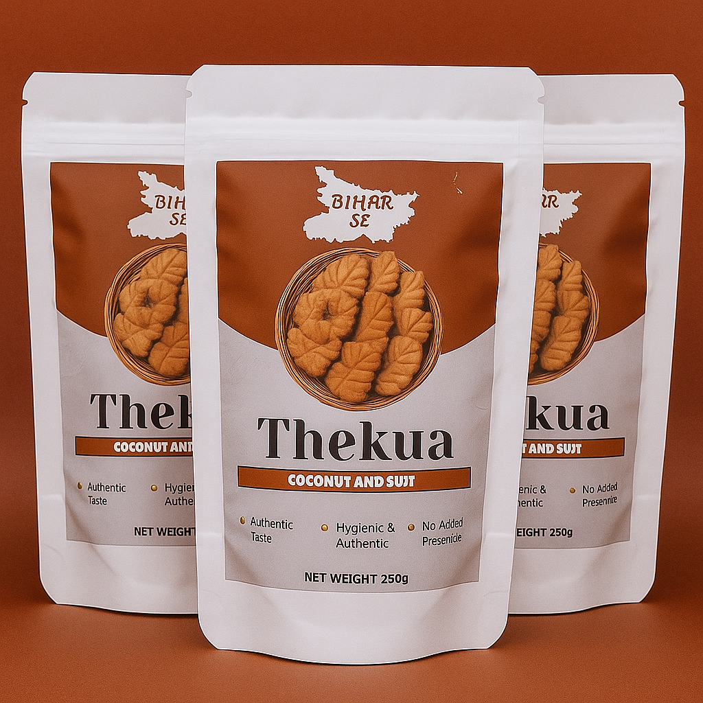 BiharSe Premium Thekua – Coconut & Suji | Authentic Traditional Snack | Pack of 3 (250g each)
