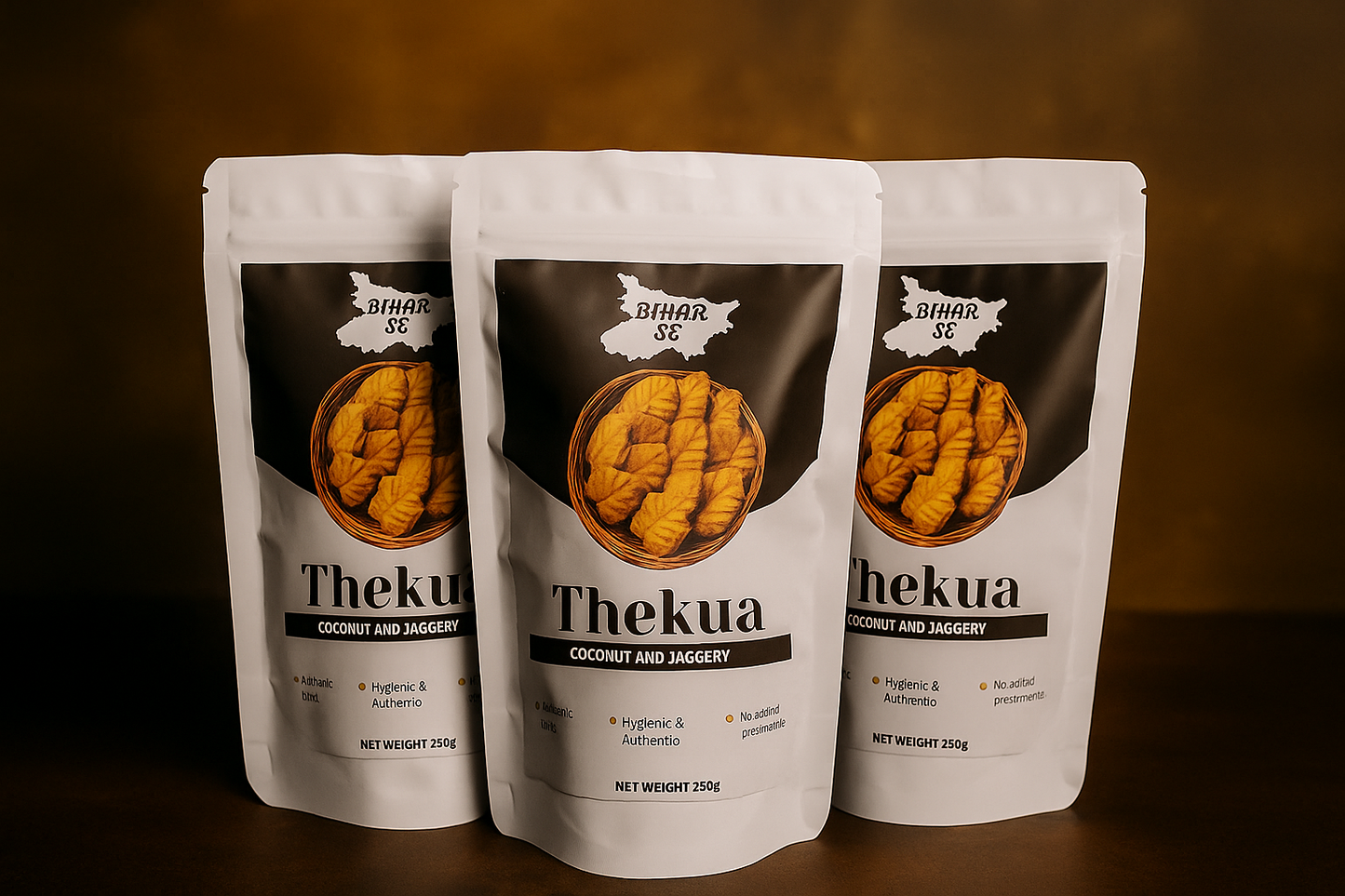 BiharSe Premium Thekua – Coconut & Jaggery | Authentic Traditional Snack | Pack of 3 (250g each)