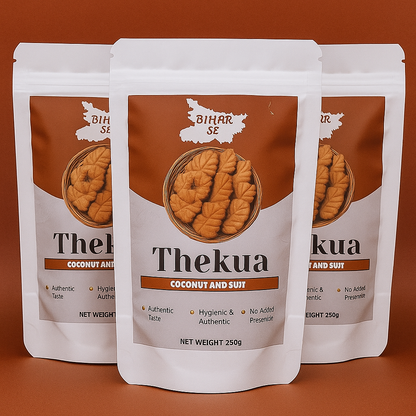 BiharSe Premium Thekua – Coconut & Suji | Authentic Traditional Snack | Pack of 3 (250g each)